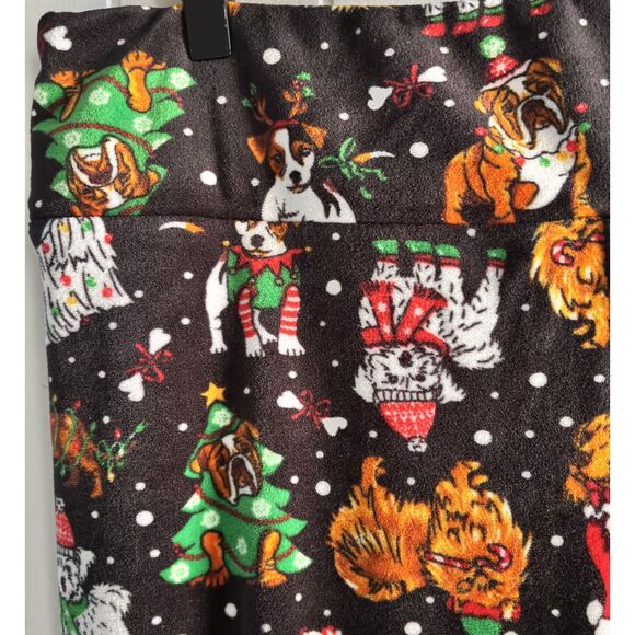 NO BOUNDRIES Soft Black Velour Christmas Dogs Festive Size XXL 19 Lounge Pants F - Picture 3 of 4